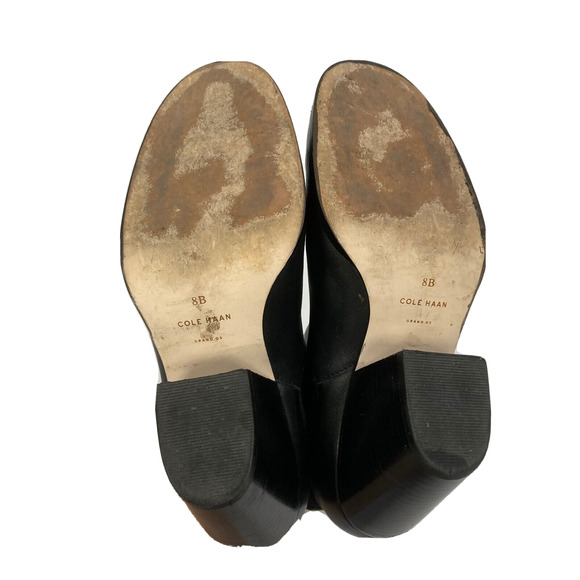 Cole Haan Grand OS Boots Womens Sz 8 Black Leather Chelsea Ankle Block Heel - Picture 5 of 8